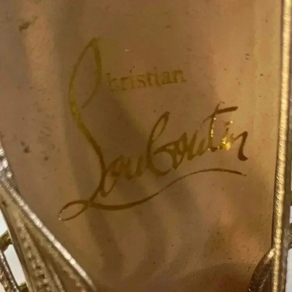 Christian Louboutin Lady Peep Gold Glitter Platform Heels Women’s EU 36 - Picture 12 of 15